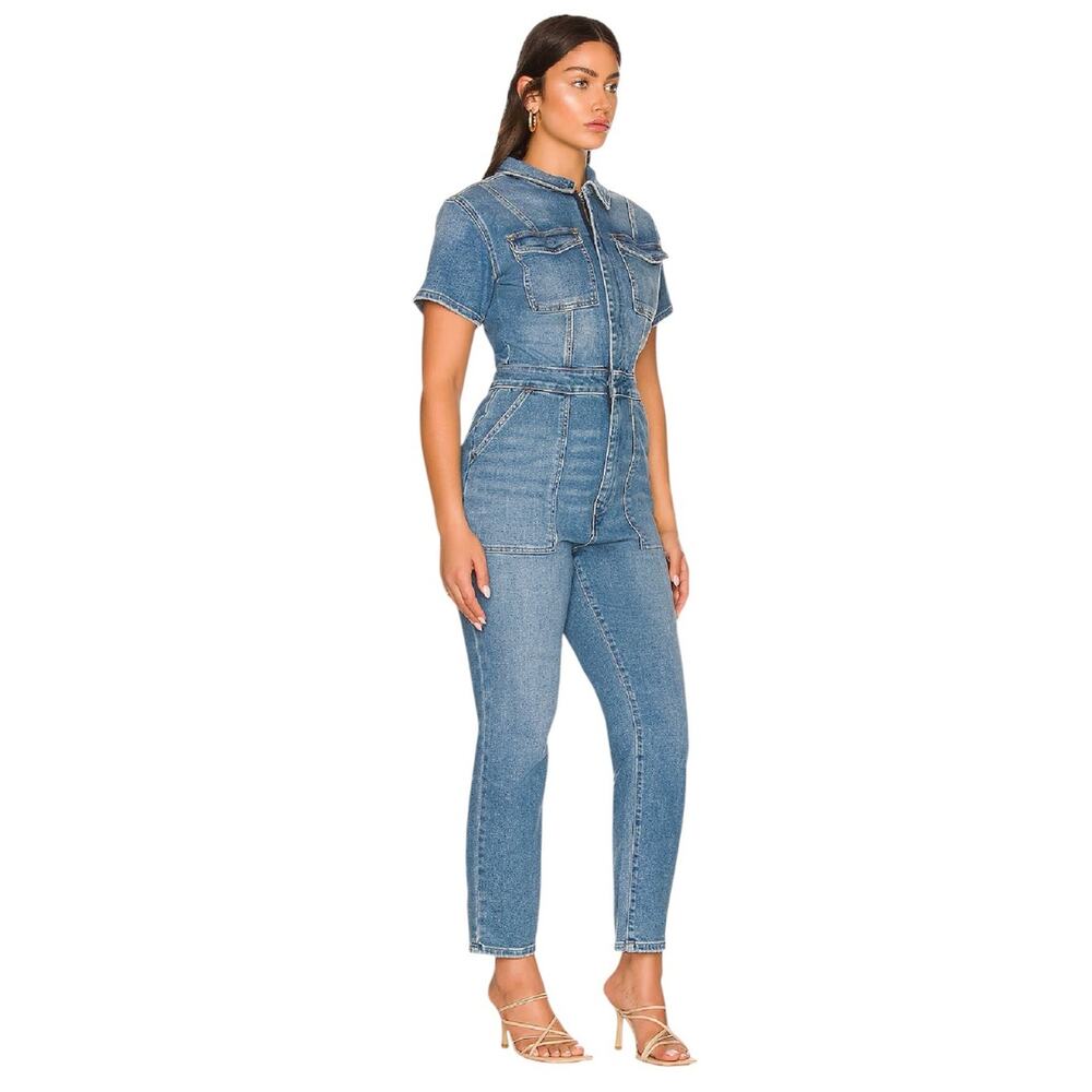 Good American Fit For Success Denim Jumpsuit NWT Medium Utility Chic Blue - Picture 6 of 14